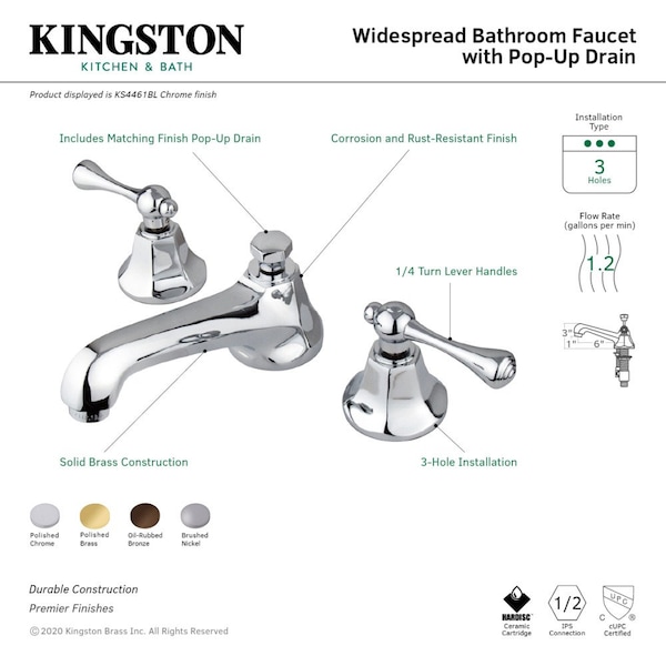KS4468BL 8 Widespread Bathroom Faucet, Brushed Nickel